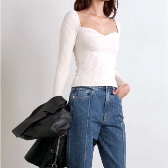 Reformation October Top Bone Color Size M New with Tag Stretchy soft fabric - Picture 2 of 14